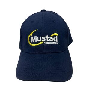 Mustad Fishing Hat Cap Blue Strapback Adjustable Embroidered Outdoors
